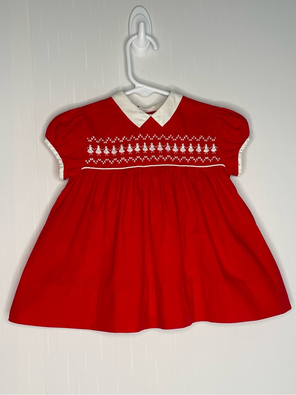 Vintage Hand Smocked Baby Holiday Dress Red Paper Dolls Heirloom 3-6M NO TAGS!